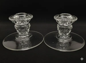 Vintage Klarglas 3" Paar Kerzenständer  - Bild 1 von 8