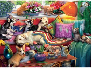 Buffalo Games - Eduard - Dog Days - Naughty Pets - 750 Piece Jigsaw Puzzle fo - Picture 1 of 6