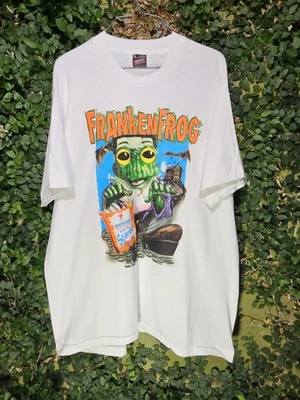 Vintage 90s FrankenFrog Funny Frankenstein Frog Halloween T-Shirt Sz XL - Image 1 of 4
