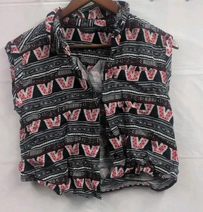 Camisa Blusa Top Eleven Paris Estampado Azteca Recorta Sin Mangas 36 Roja Negra - Imagen 1 de 8