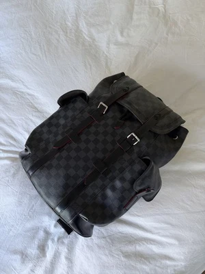 LOUIS VUITTON N41575 Damier Graphite Christopher PM Bag Backpack Black/Red RARE - Image 1 of 4