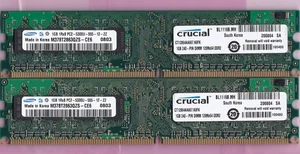 2GB 2x1GB PC2-5300 CRUCIAL CT12864AA667.K8FK SAMSUNG M378T2863QZS-CE6 DDR2-667 - Picture 1 of 2