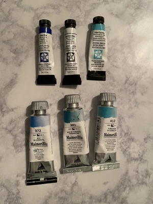 Daniel Smith MaimeriBlu Watercolor Cobalts blues, teals, turquoise, plus white - Image 1 of 3