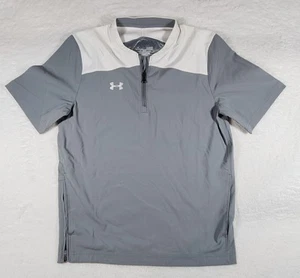 Under Armour Youth Baseball Warm Up Jacket Size Large Gray 1/4 Zip Short Sleeve - Picture 1 of 6