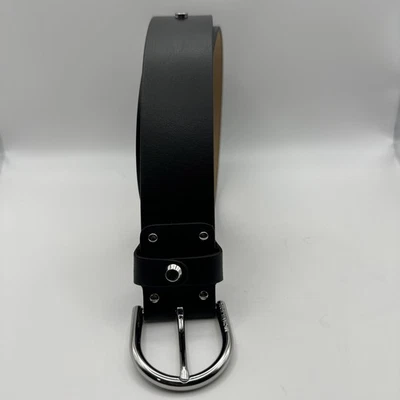 Cinturón Michael Kors para mujer de cuero negro de 1,5 pulgadas de ancho con tachuelas plateadas talla mediana Foto 1 de 4