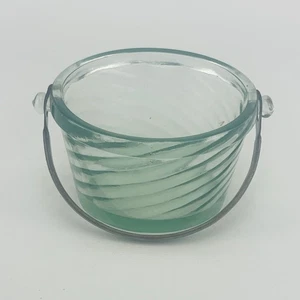 Vintage Fostoria Spiral Optic Whipped Cream Pail Bucket and Handle 3 3/8 x 2” - Picture 1 of 4