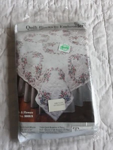 Tobin X-Stitch Roses 18" Square White Quilt Set Of 6 Squares To Stitch NEW - Picture 1 of 5