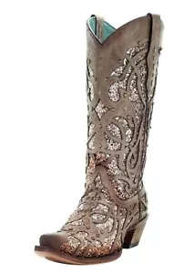 Corral Orix Glitter Inlay and Studs Snip Toe Western Boots C3331 - Picture 1 of 5