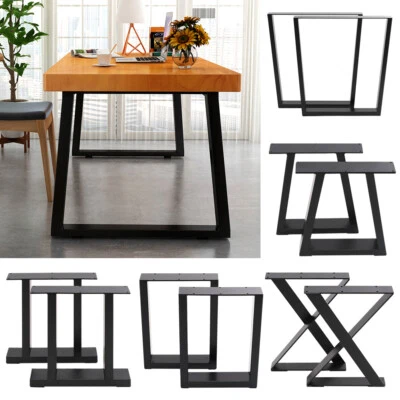 Pair of Metal Steel Legs Industrial Style Base Frame For Dining Table Desk Bench - Image 1 of 4