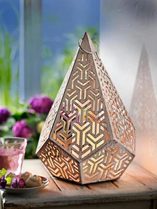 LED-Laterne Pyramide Flammeneffekt Exotische Lichteffekte LED Advent Dekoration - Bild 1 von 7