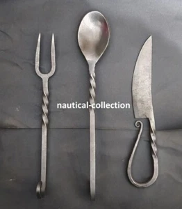 Besteck Set Eisen Löffel Gabel Messer Wikinger Mittelalter Festgeschirr Schle... - Bild 1 von 1