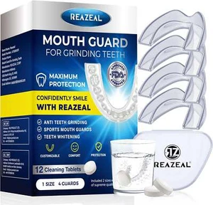 Reazeal Dental Nachtschutz zum Zähneknirschen mit 12 Reinigungstabletten - Bild 1 von 7