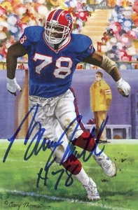 Tarjeta artística de línea de gol autografiada/firmada de Bruce Smith azul de la Sala de Cortación - Imagen 1 de 2
