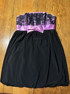 Vtg Jessica McClintock Gunne Sax Dress 11 Strapless Coquette Bow Bubble Hem Hoco - Image 1 of 4