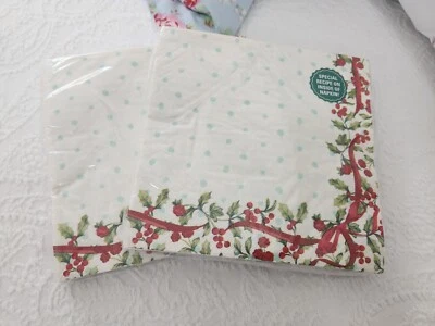 NUEVO JUEGO DE SERVILLETAS DE PAPEL DE 2 CAPAS VACACIONES NAVIDAD MUÉRDAGO MUJER PIONERA Foto 1 de 2
