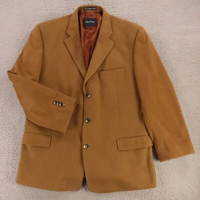 Nautica Jacket XL XLT Brown 100% Cashmere Brushed Flannel Blazer Soft Canada 48L - Image 1 of 4
