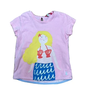 Joules Mermaid Shirt Size 5 Pink Maggie Front & Back Applique 110 Beach Toddler - Picture 1 of 6