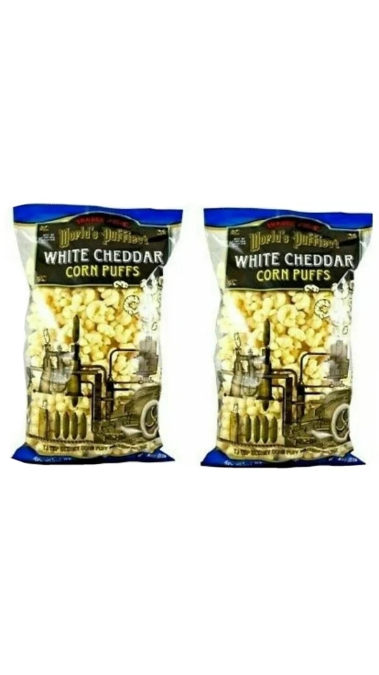 2 Packs Trader Joe's World’s Puffiest White Cheddar Corn Puffs 7 oz Each Pack - Image 1 of 3