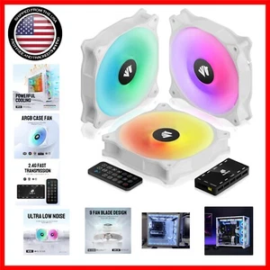 120mm Quiet PC Case Fans with ARGB Controller - Ultimate Cooling Solution 3 Pack - Picture 1 of 10