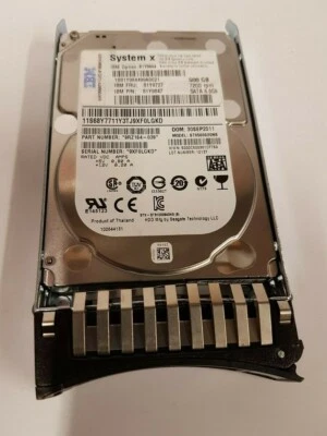 IBM 81Y9726 81Y9727 81Y3857 2.5" 500GB 7.2K 6G SFF SATA NL HDD Hard Drive - Image 1 of 2