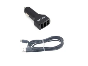Car Charger 36W 3-Port USB 4.8A Type-C Cable 6ft Power Adapter for Smartphones - Picture 1 of 6