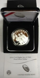 2014 Civil Rights Act of 1964 Silver Dollar proof w/ Box & CoA - Picture 1 of 2