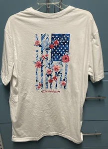 Camiseta Caribbean Roundtree Yorke Gráfica Para Hombre Grande Alta Blanca Bandera de EE. UU. - Imagen 1 de 7
