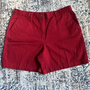 Lauren Ralph Lauren Shorts Womens 16 Mid Rise Chino Red w Pockets 100% Cotton - Picture 1 of 13