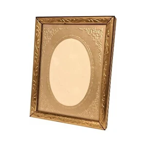 Vintage Intercraft verzierter Foto Bilderrahmen goldfarben oval Schablone Metall 4x3 - Bild 1 von 9