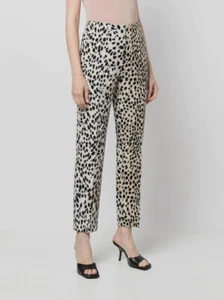 $490 Just Cavalli Women's Beige Leopard Print Straight Leg Pants Size IT36/US0 - Picture 1 of 6