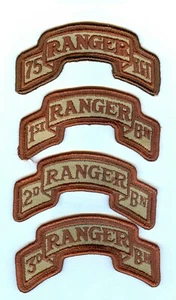U.S. ARMY - 75th RANGER REGT DESERT SHOULDER TAB SET .... 4 DIFFERENT - Picture 1 of 1