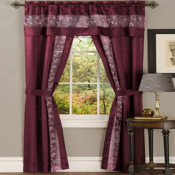 Achim Fairfield 5-piece Window Curtain Set Burgundy 55x63