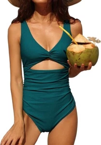 CHARMO Swimsuit {Medium} One Piece/Ruched /Tummy Control/ High Cut / V- Neck - Picture 1 of 6