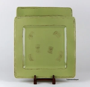 Gibson ELITE, Set of 2 Green, Square (12 1/2") Dinner Plates, MINT/SUPERB! - Picture 1 of 3