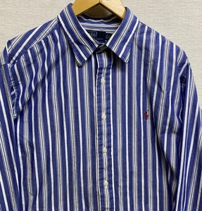 Polo Ralph Lauren Alcott camicia con bottoni uomo 17 1/2 (36/37) blu righe bianche - Foto 1 di 9