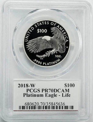 2018-W $100 Platinum Eagle Life Moy Signature PR70 DCAM PCGS 950701-5 - Image 1 of 4