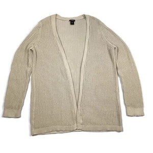 Ann Taylor Factory Tan Ribbed Loose Knit Open Front Cardigan Sweater XL - Picture 1 of 7