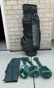 Vtg Knight Green 6 Way Divider Golf Bag Michigan State University - Picture 1 of 15