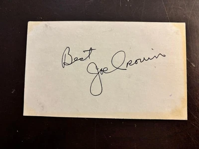 Joe Cronin Autographed Signed 3x5 Index Card BAS Beckett Authenticated - Image 1 of 2