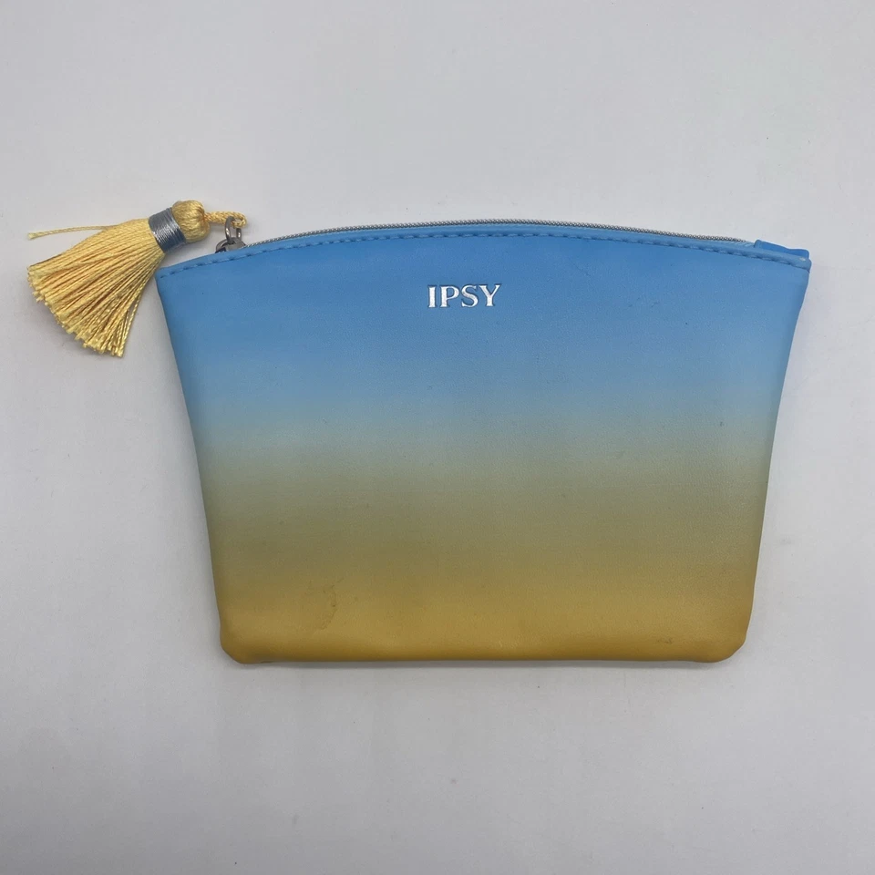 Bolso de Maquillaje Ipsy Amarillo Azul Patrón Desvanecido Foto 1 de 4