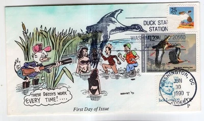 1990 Duck Stamp FDC Hand Painted. - Image 1 of 2