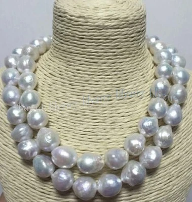 Collar de perlas Edison barrocas blancas naturales genuinas de 12-13 mm 36 pulgadas Foto 1 de 4
