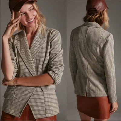 Chaqueta Blazer Suave Pata de Gallo Tejido Colegial ANTHROPOLOGIE Maeve Talla XS Foto 1 de 4