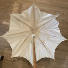 Antique Silk Parasol w/ Carved Bamboo Handle 39' long - Torn, For Parts