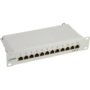 InLine® Patchfeld Cat.6 12-fach, 10" 1HE, lichtgrau, RAL7035 - Bild 1 von 3