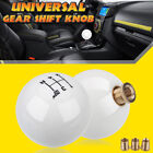 White Universal 5 Speed Car MT Manual Round Ball Gear Shift Knob Shifter Lever