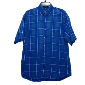 GANT Mens Heritage Blue Plaid Short Sleeve Button Down Shirt Medium - Picture 1 of 9