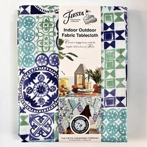 Fiesta Indoor Outdoor Fabric Tablecloth 60x102 inch Oblong - Medallion Tiles - Picture 1 of 5