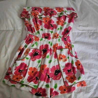 Mameluco Manoush Talla Med Bolsillos Florales Playa Ropa Encubrimiento LEER Foto 1 de 4