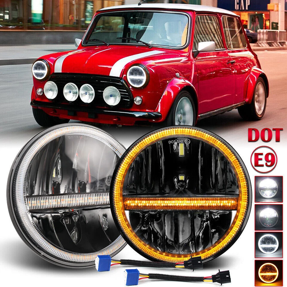 7 Zoll LED runde Scheinwerfer Abblendlicht/Fernlicht für Classic Mini/Austin  - Bild 1 von 4